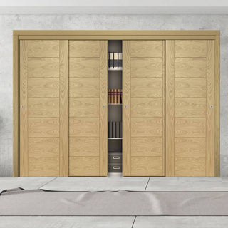 Image: Minimalist Wardrobe Door & Frame Kit - Four Palermo Essential Oak Door - Unfinished