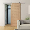 Single Sliding Door & Stainless Steel Barn Track - Palermo Essential Oak Door - Unfinished