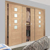 Bespoke Thruslide Palermo Oak 4 Pane Glazed 4 Door Wardrobe and Frame Kit