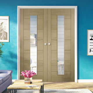 Image: Prefinished Bespoke Palermo Oak 1L Glazed Door Pair - Choose Your Colour