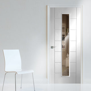 Image: Palermo 1 Pane Flush Door - Clear Glass - White Primed