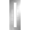 Double Sliding Door & Wall Track - Palermo 1 Pane Flush Door - Clear Glass - White Primed