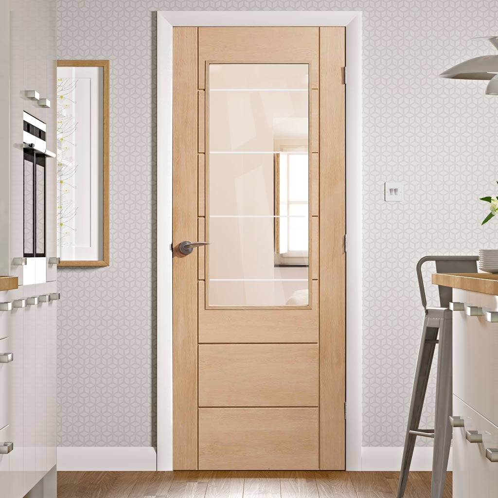 Palermo modern oak veneer glazed interior door