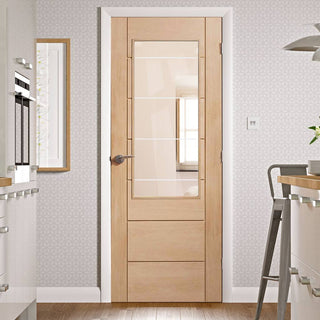 Image: Palermo modern oak veneer glazed interior door