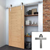 Single Sliding Door & Stainless Steel Barn Track - Palermo Oak Door - Panel Effect - Prefinished