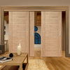 Three Sliding Doors and Frame Kit - Palermo Oak Door - Prefinished