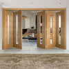 Bespoke Thrufold Palermo Oak 1 Pane Glazed Folding 3+2 Door