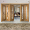 Bespoke Thrufold Palermo Oak 1 Pane Glazed Folding 3+2 Door