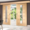 Bespoke Thruslide Surface Palermo Oak 1 Pane Glazed - Sliding Double Door and Track Kit