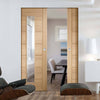 Bespoke Palermo Oak 1L Glazed Double Frameless Pocket Door