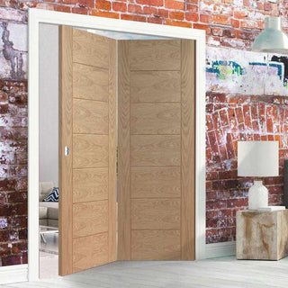 Image: Bespoke Thrufold Palermo Oak Folding 2+0 Door - Panel Effect - Prefinished