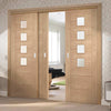 Bespoke Thruslide Palermo Oak Glazed - 3 Sliding Doors and Frame Kit - Prefinished