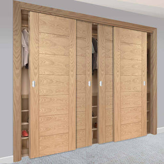 Image: Minimalist Wardrobe Door & Frame Kit - Four Palermo Oak Doors - Prefinished