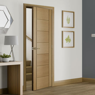 Image: simpli door set palermo oak flush door panelled effect prefinished