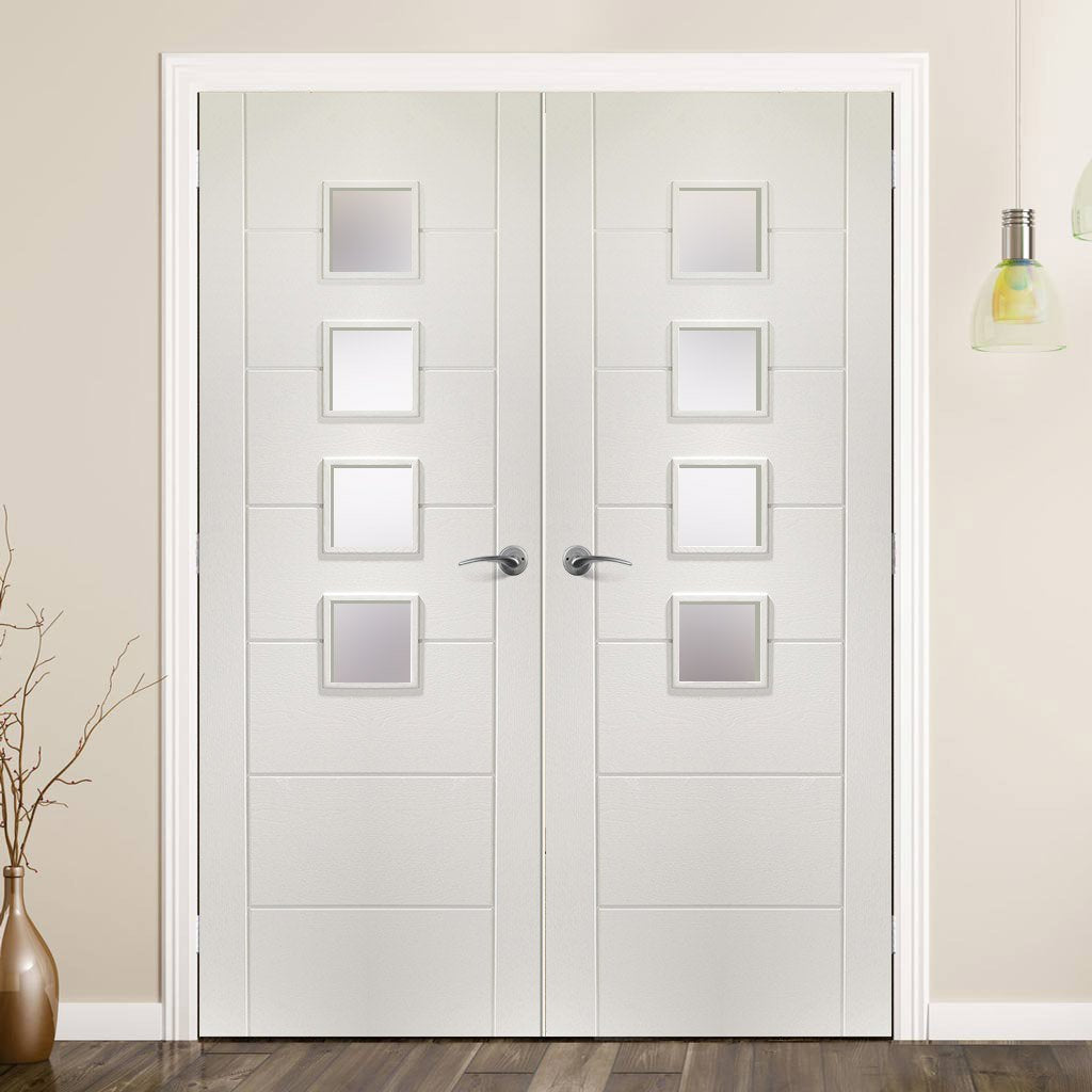Prefinished Palermo Door Pair - Obscure Glass - Choose Your Colour