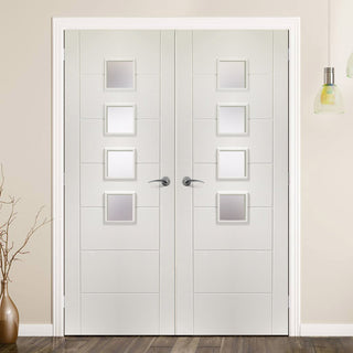 Image: Prefinished Palermo Door Pair - Obscure Glass - Choose Your Colour