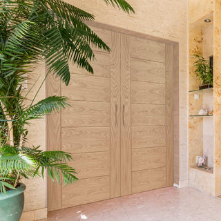 Image: Palermo Statement Solid Oak Internal Door Pair - Unfinished