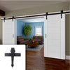 Double Sliding Door & Arrowhead Black Track - Palermo Flush Doors - White Primed