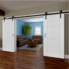 Double Sliding Door & Track - Palermo Flush Doors - White Primed