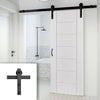 Single Sliding Door & Black Barn Track - Palermo Flush Door - White Primed