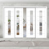 Pass-Easi Four Sliding Doors and Frame Kit - Palermo 1 Pane Flush Door - Clear Glass - White Primed