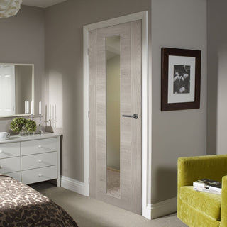 Image: Mode Forli Internal Door - White Grey Laminate - Clear Glass - Prefinished