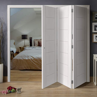 Image: Three Folding Doors & Frame Kit - Palermo Flush 3+0 - White Primed