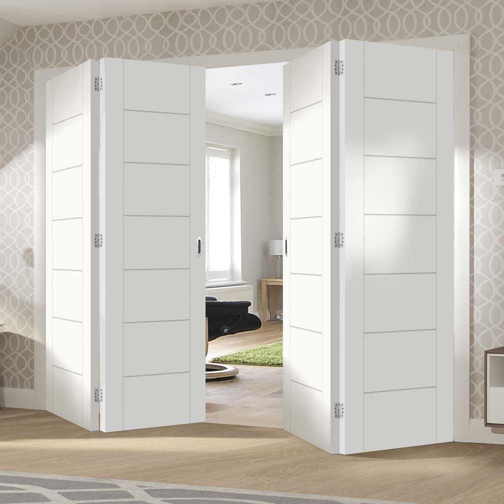 Bespoke Thrufold Palermo White Primed Flush Folding 2+2 Door