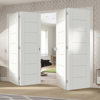 Image: Bespoke Thrufold Palermo White Primed Flush Folding 2+2 Door
