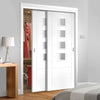 Two Sliding Wardrobe Doors & Frame Kit - Palermo Door - Obscure Glass - White Primed