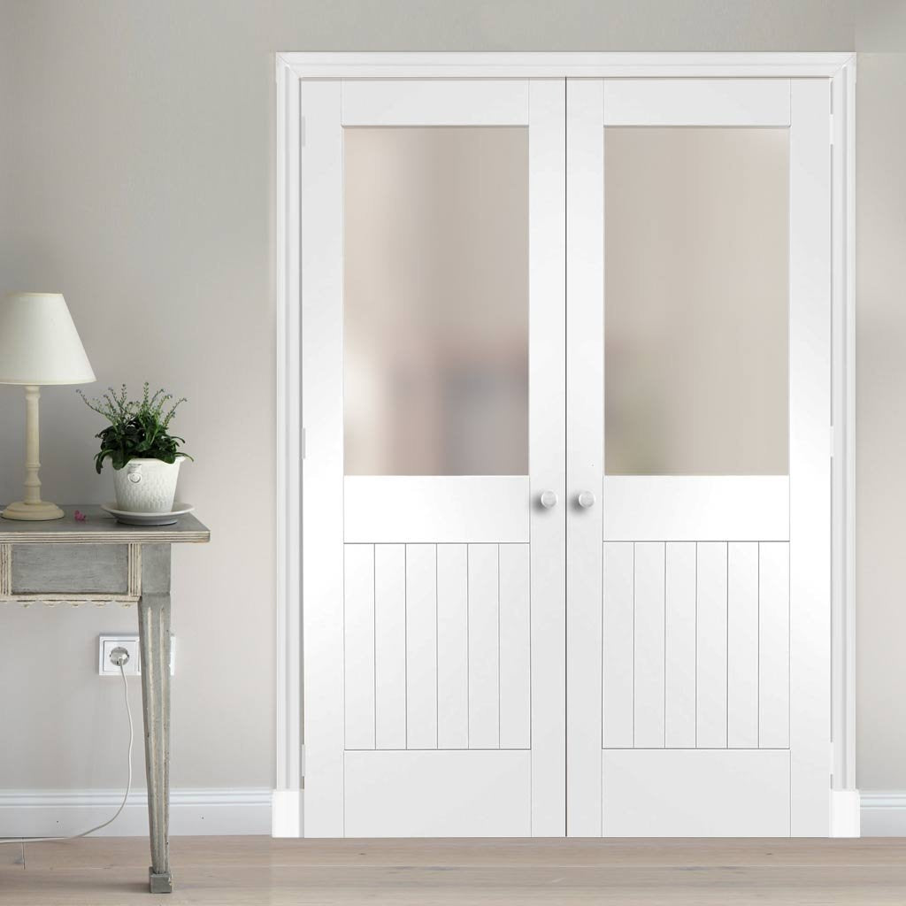 Bespoke Suffolk White Primed Glazed Door Pair