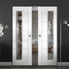 Bespoke Palermo 1L White Primed Glazed Double Frameless Pocket Door