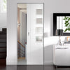 Bespoke Palermo White Primed Glazed Single Frameless Pocket Door