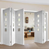 Bespoke Thrufold Palermo White Primed Glazed Folding 3+2 Door