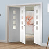 Three Folding Doors & Frame Kit - Palermo 2+1 - Obscure Glass - White Primed