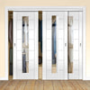 Bespoke Thruslide Palermo 1L Glazed 3 Door Wardrobe and Frame Kit - White Primed