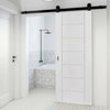 Top Mounted Black Sliding Track & Door - Palermo Flush Door - White Primed