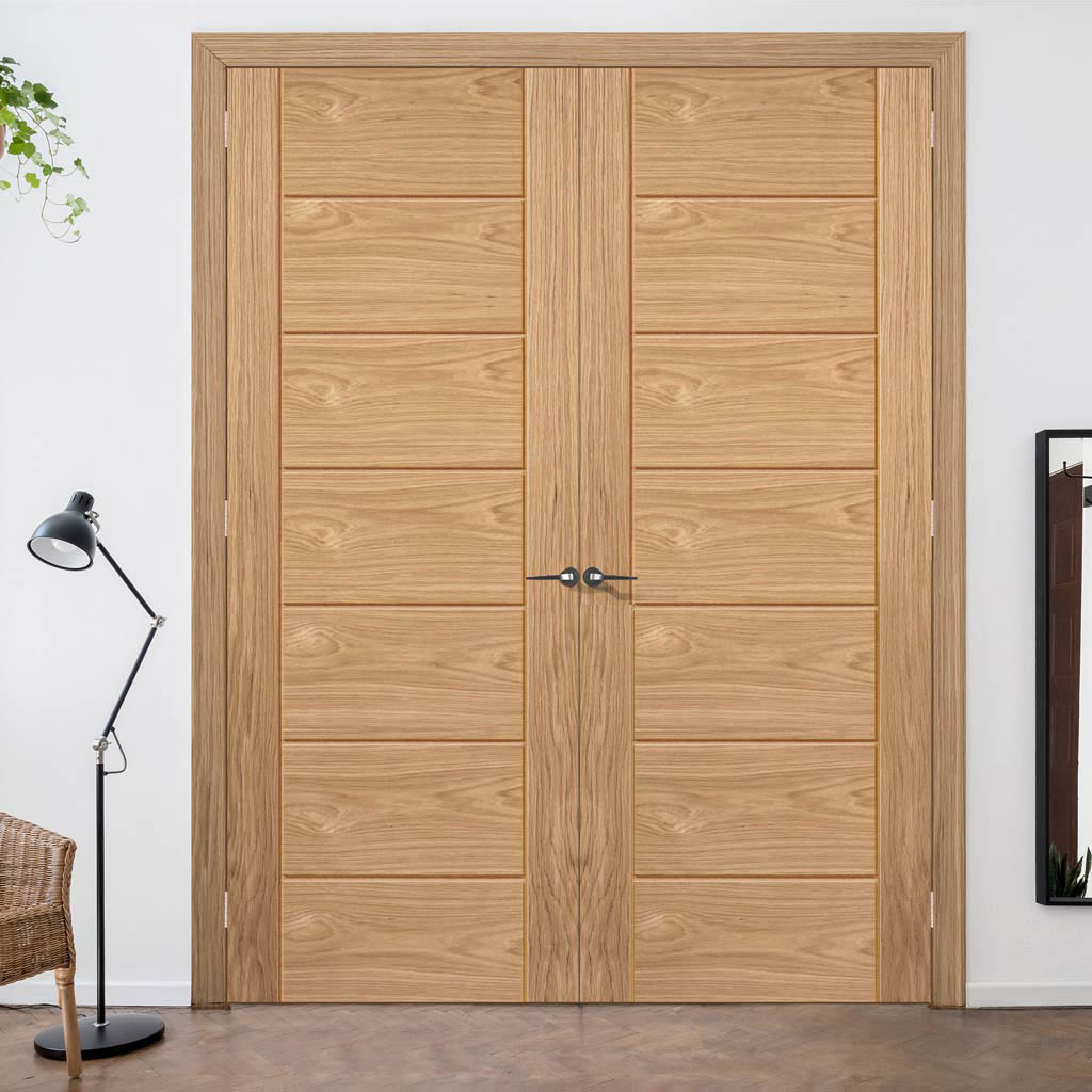 J B Kind Contemporary Palomino Oak Internal Door Pair