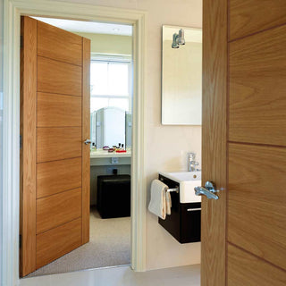 Image: J B Kind Oak Contemporary Palomino Oak Fire Internal Door - 1/2 Hour Fire Rated