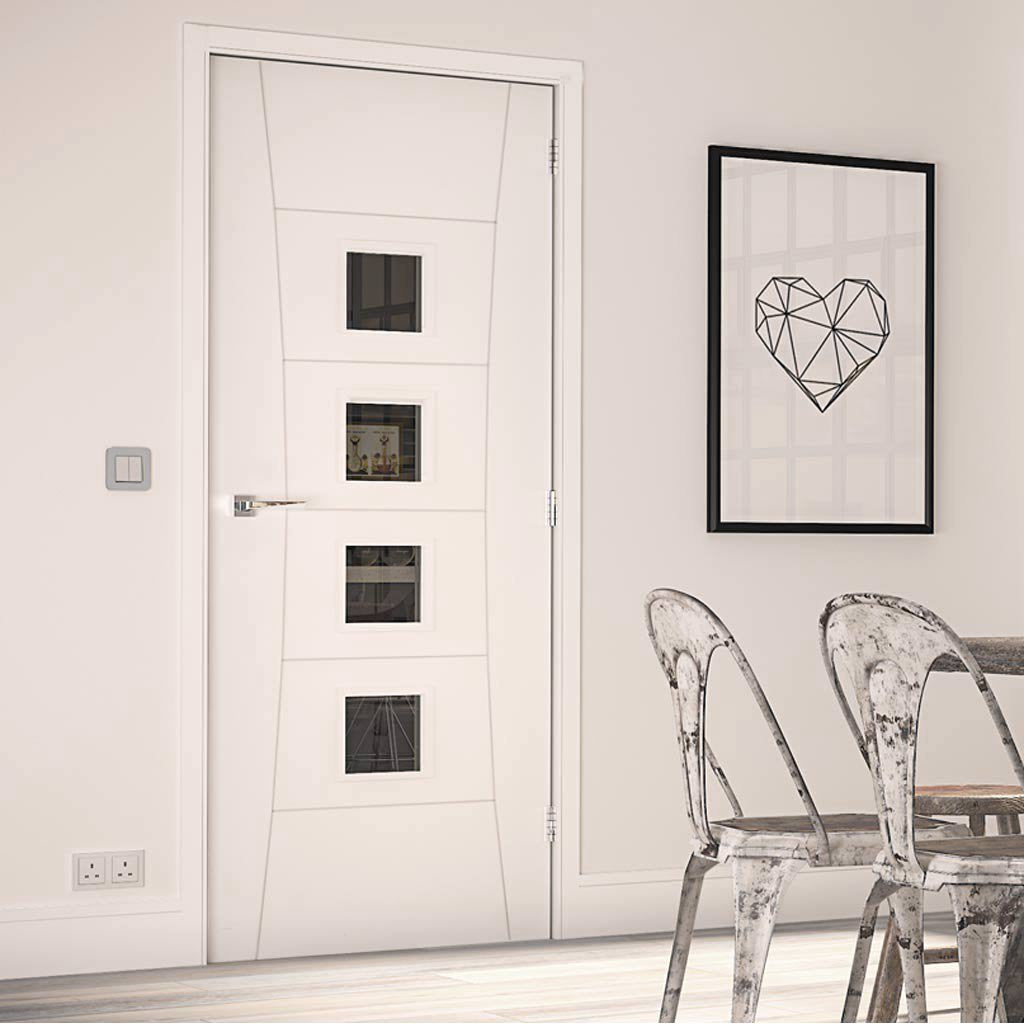 Pamplona white flush clear glazed door