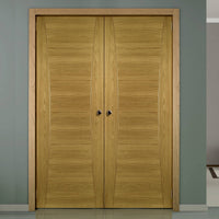Pamplona Oak Flush Door Pair - Prefinished