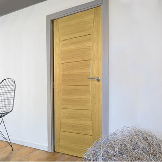 Image: Bespoke Pamplona Oak Flush Fire Internal Door - 1/2 Hour Fire Rated - Prefinished