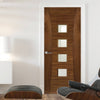 Pamplona Walnut Fire Door - Clear Glass - 1/2 Hour Fire Rated - Prefinished