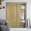 Two Sliding Maximal Wardrobe Doors & Frame Kit - Pamplona Oak Flush Door - Prefinished
