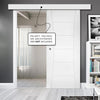 Single Sliding Door & Wall Track - Pamplona White Primed Flush Door