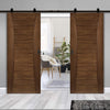 Top Mounted Black Sliding Track & Pamplona Prefinished Walnut Double Door