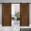Top Mounted Black Sliding Track & Pamplona Prefinished Walnut Double Door