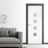 Bespoke Pamplona White Primed Flush Internal Door - Clear Glass
