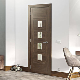 Image: Bespoke Pamplona Prefinished Walnut Internal Door - Clear Glass