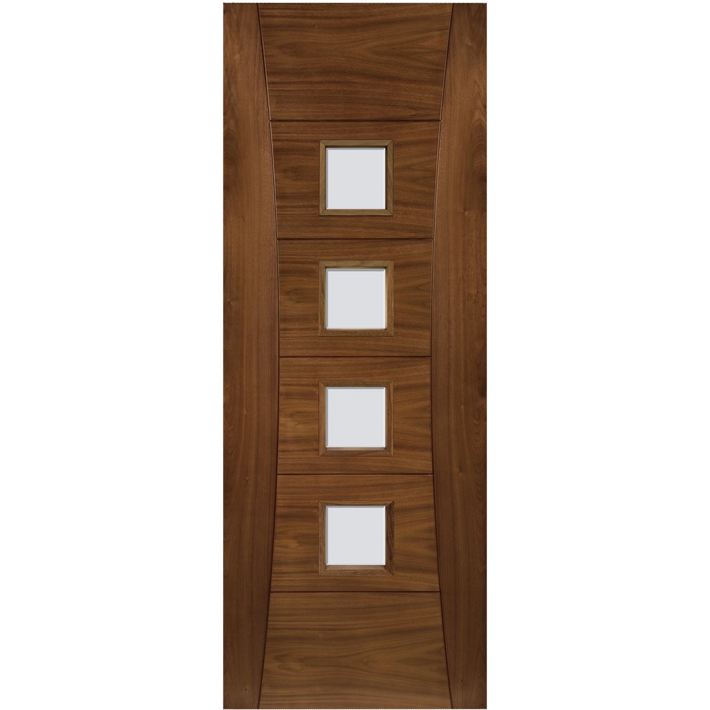 Walnut veneer glazed interior door